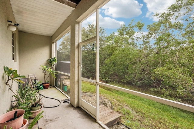 view of unfurnished sunroom