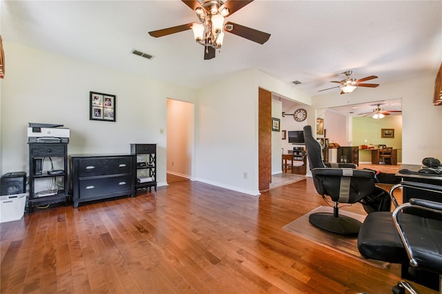 home office featuring hardwood / wood-style floors