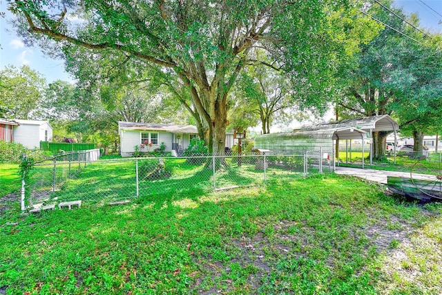 view of yard featuring a carport