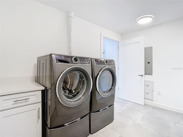 laundry room with separate washer and dryer and electric panel