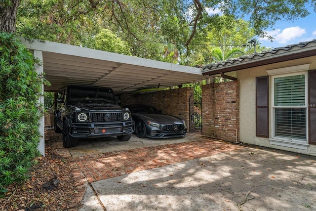 view of car parking with a carport