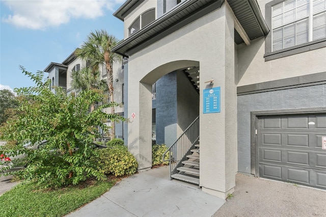 entrance to property with a garage