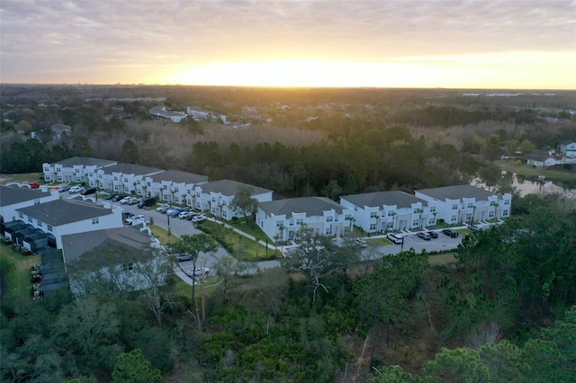 view of aerial view at dusk