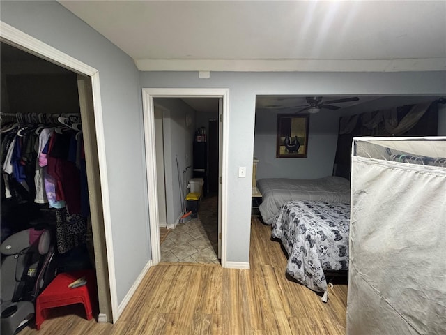 bedroom featuring a closet and light hardwood / wood-style floors