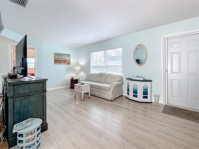 living room with light wood-type flooring