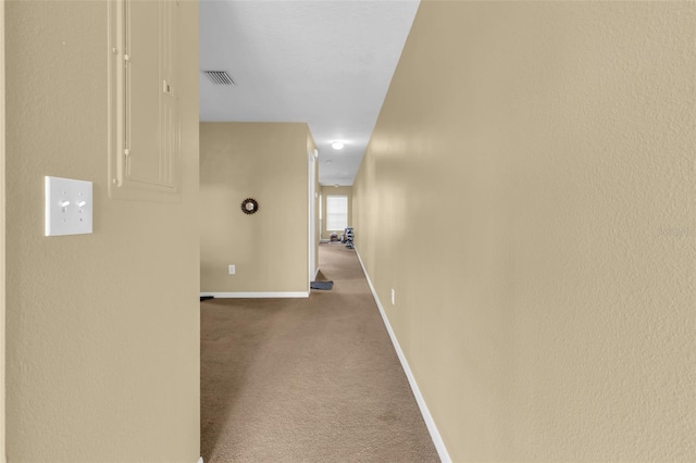 hallway featuring carpet flooring