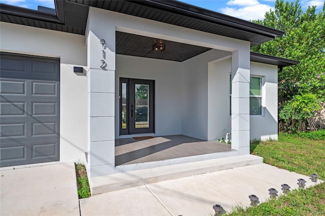 property entrance with a garage