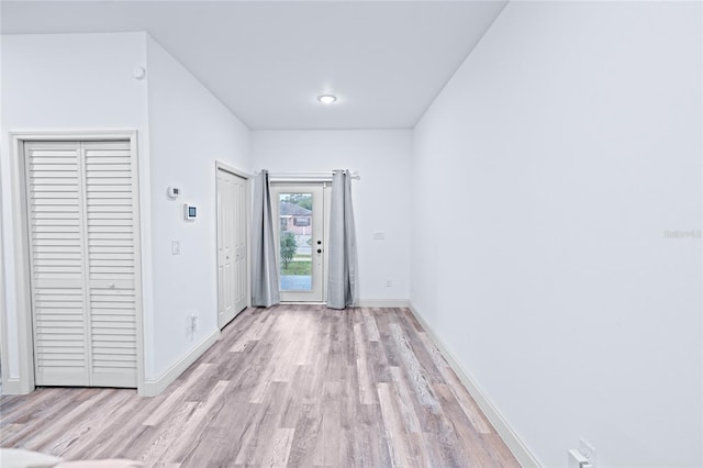 interior space with light hardwood / wood-style flooring