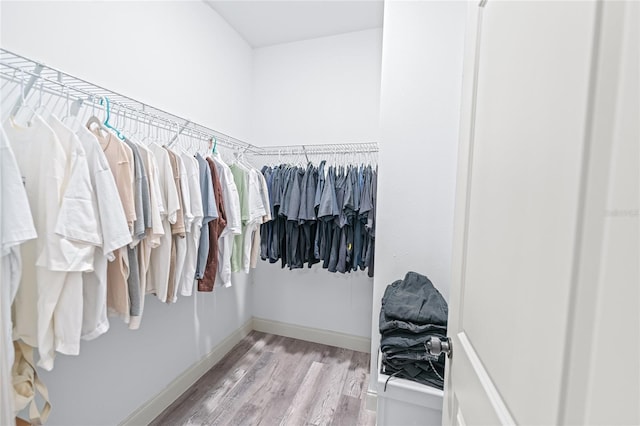 spacious closet featuring light hardwood / wood-style flooring