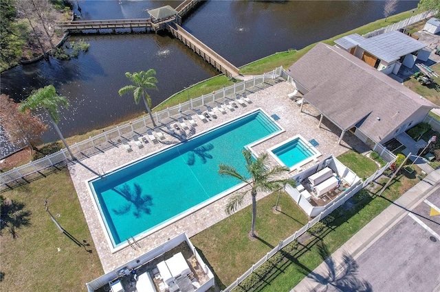 bird's eye view featuring a water view