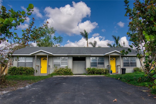 view of single story home