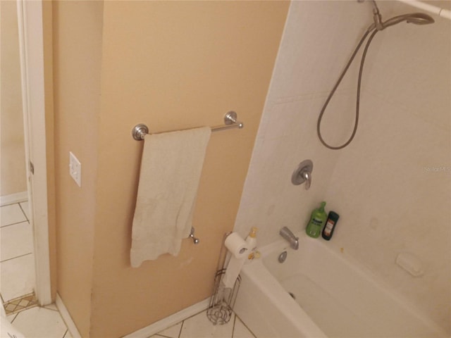 bathroom with shower / tub combination and tile patterned floors