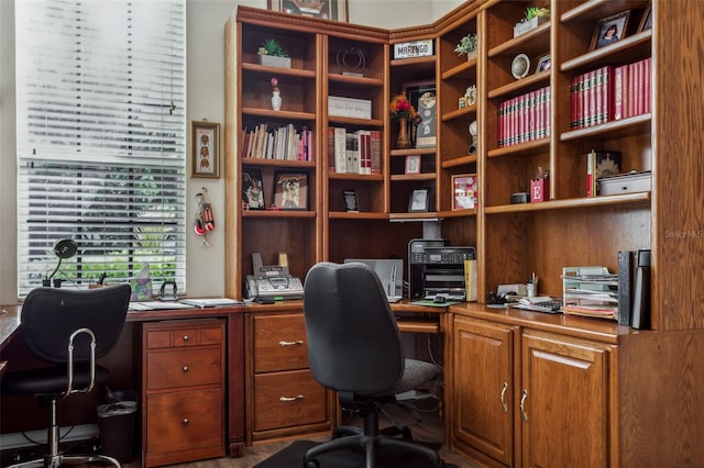 home office with built in desk