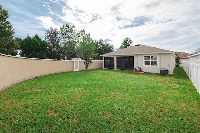 11892 Frost Aster Dr, Riverview, FL 33579 - view of yard with a sunroom and cooling unit