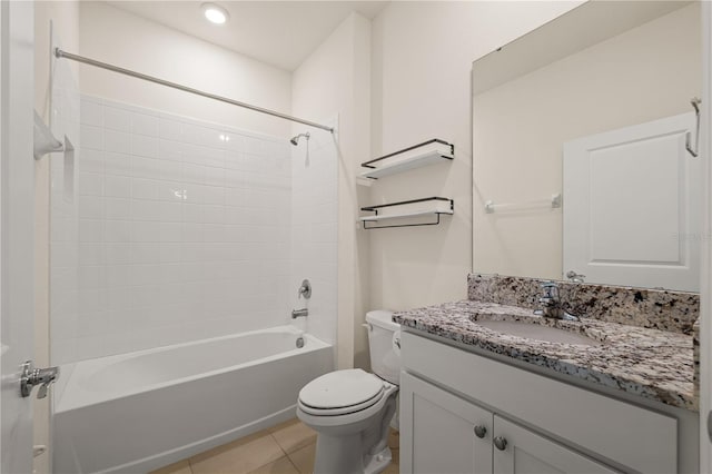 11892 Frost Aster Dr, Riverview, FL 33579 - full bath featuring vanity, bathtub / shower combination, toilet, and tile patterned floors