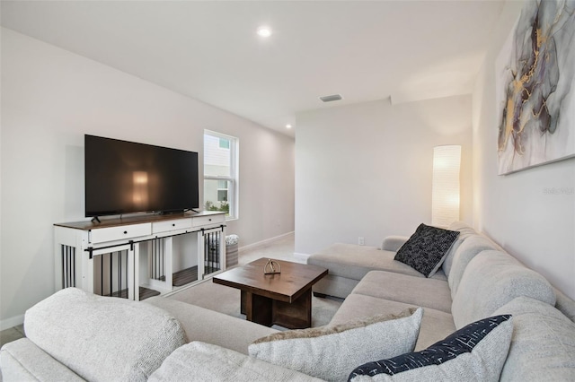 living room featuring carpet floors