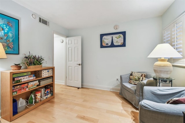 living area with light wood-type flooring