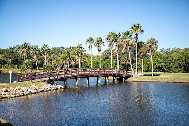 view of dock featuring a water view