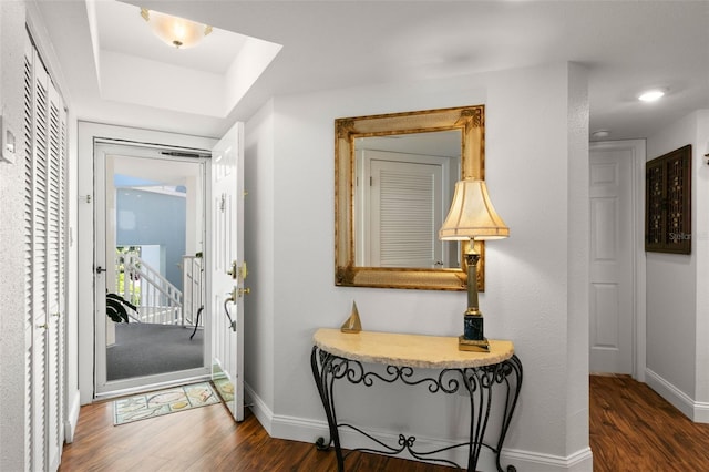 foyer featuring dark hardwood / wood-style flooring