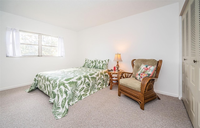 bedroom featuring a closet and carpet