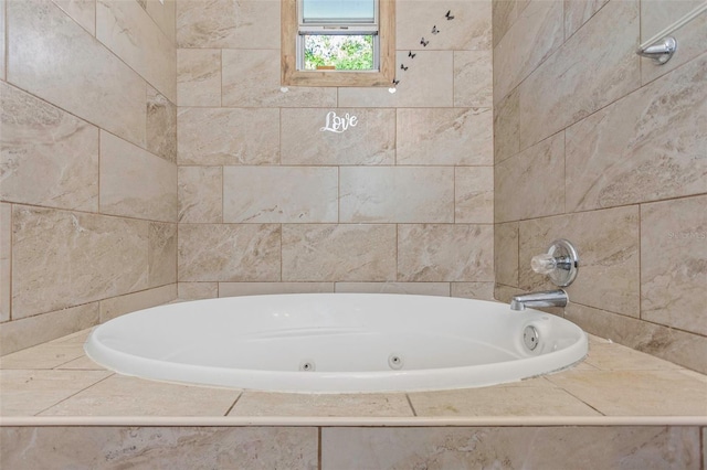 bathroom with tiled tub