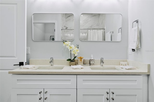 16451 Strauss Ave, Port Charlotte, FL 33954 - full bathroom with double vanity and a shower with shower curtain