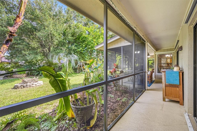 view of unfurnished sunroom