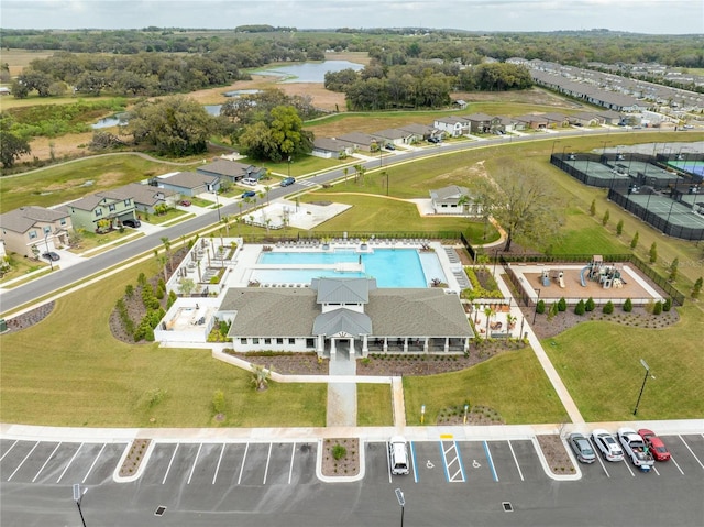 bird's eye view featuring a water view