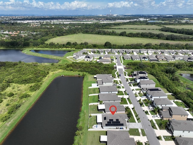 bird's eye view featuring a water view