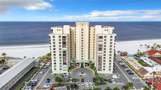 aerial view with a beach view and a water view