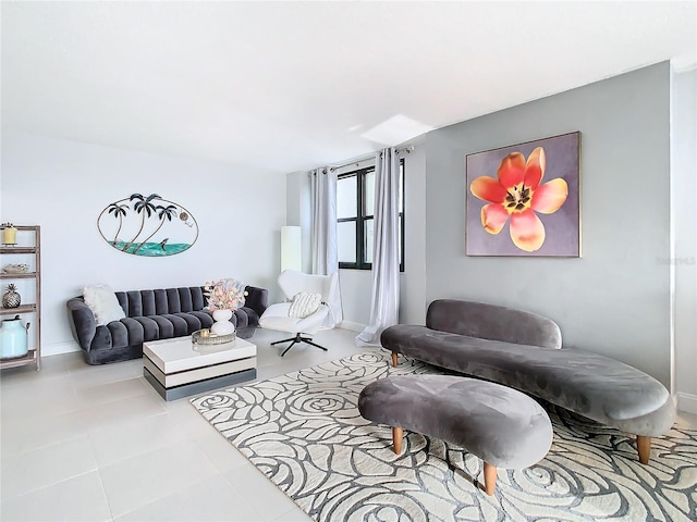 view of tiled living room