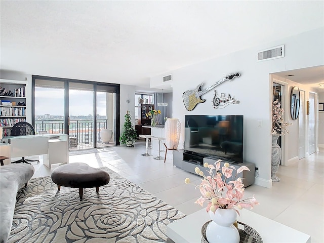 view of tiled living room