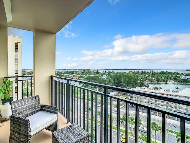 balcony with a water view