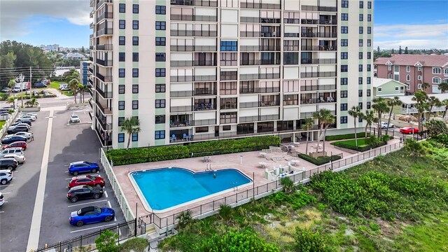 view of swimming pool with a patio