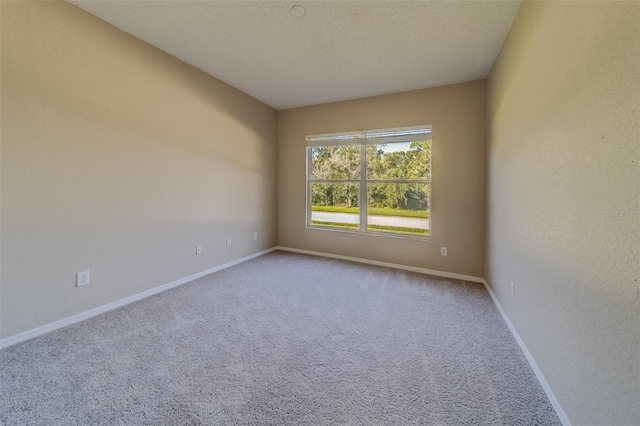 carpeted spare room with a textured ceiling