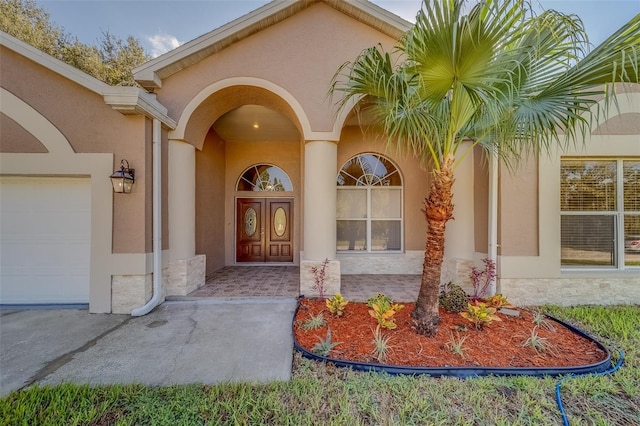 entrance to property with a garage