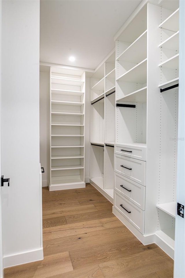 walk in closet featuring light hardwood / wood-style floors