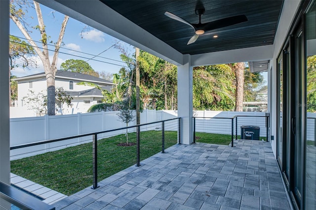 view of patio with ceiling fan