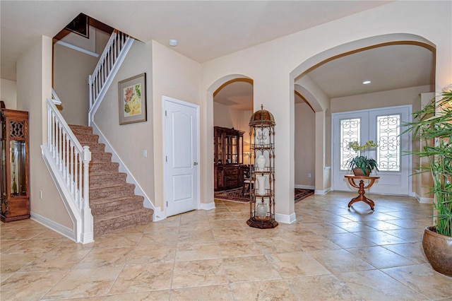 foyer featuring french doors