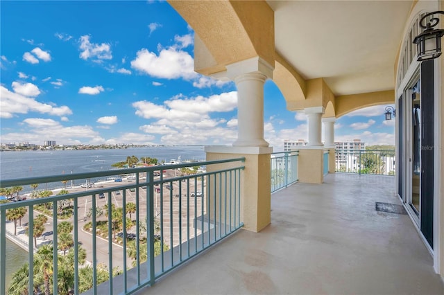 balcony with a water view