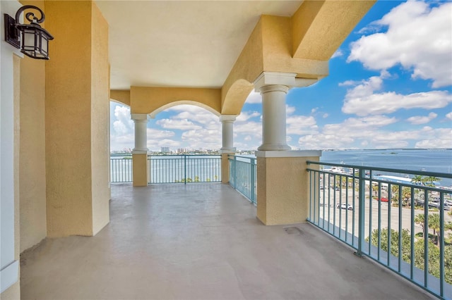 balcony with a water view