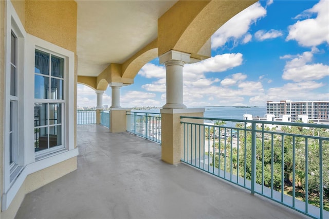 balcony with a water view