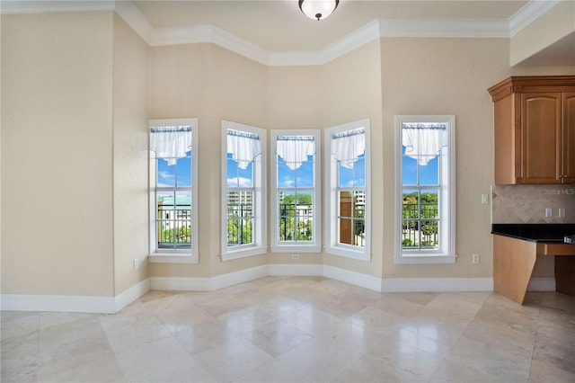 interior space featuring crown molding