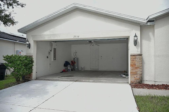 garage featuring water heater