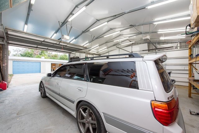 garage with a garage door opener