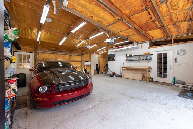 garage with a garage door opener