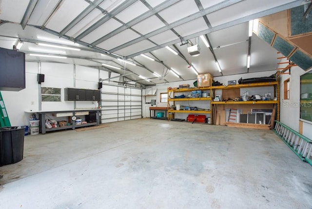 garage with a garage door opener