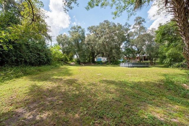 view of yard featuring a swimming pool