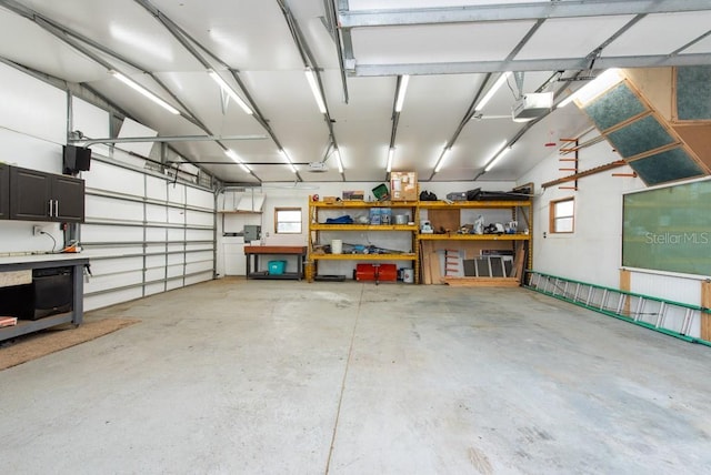 garage with a garage door opener