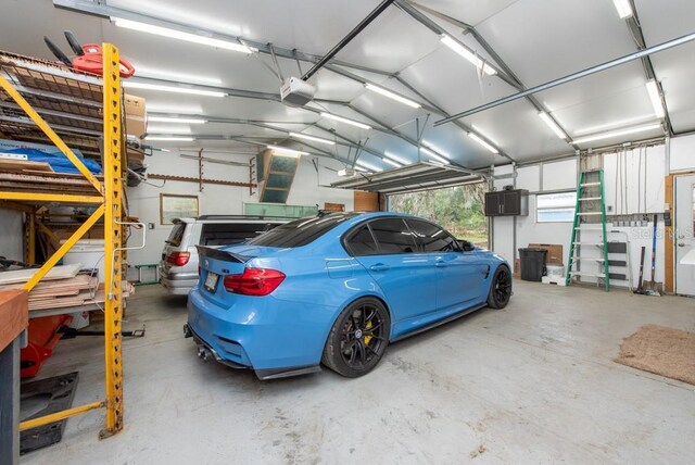 garage with a garage door opener